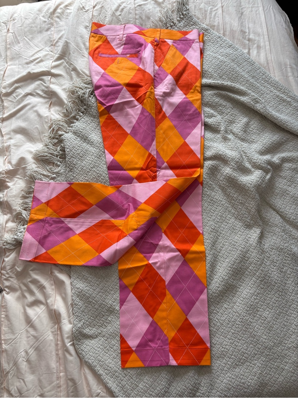 Loudmouth Men's Diamond-Print Golf Pants in Pink, Orange & Red